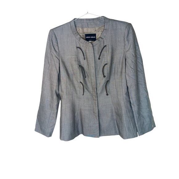 Giorgio Armani Gray Wool Silk Blend Jacket Blazer Size 46 (US 12) Made in Italy - Picture 2 of 16